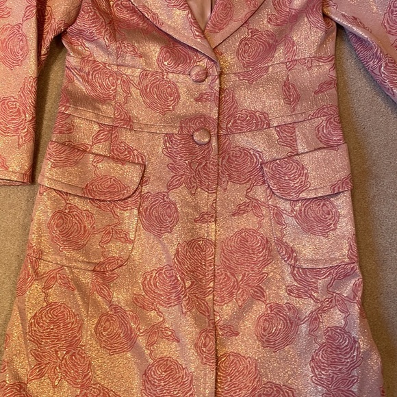 Like new Banana Republic sparkly rosette 50s style long jacket medium - Picture 3 of 13